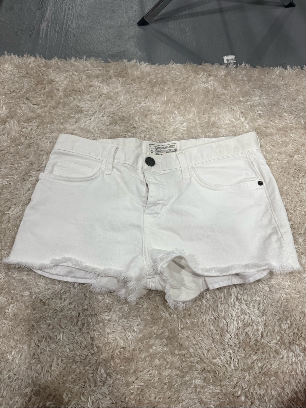 Current/Elliott White Frayed Hem Denim Shorts